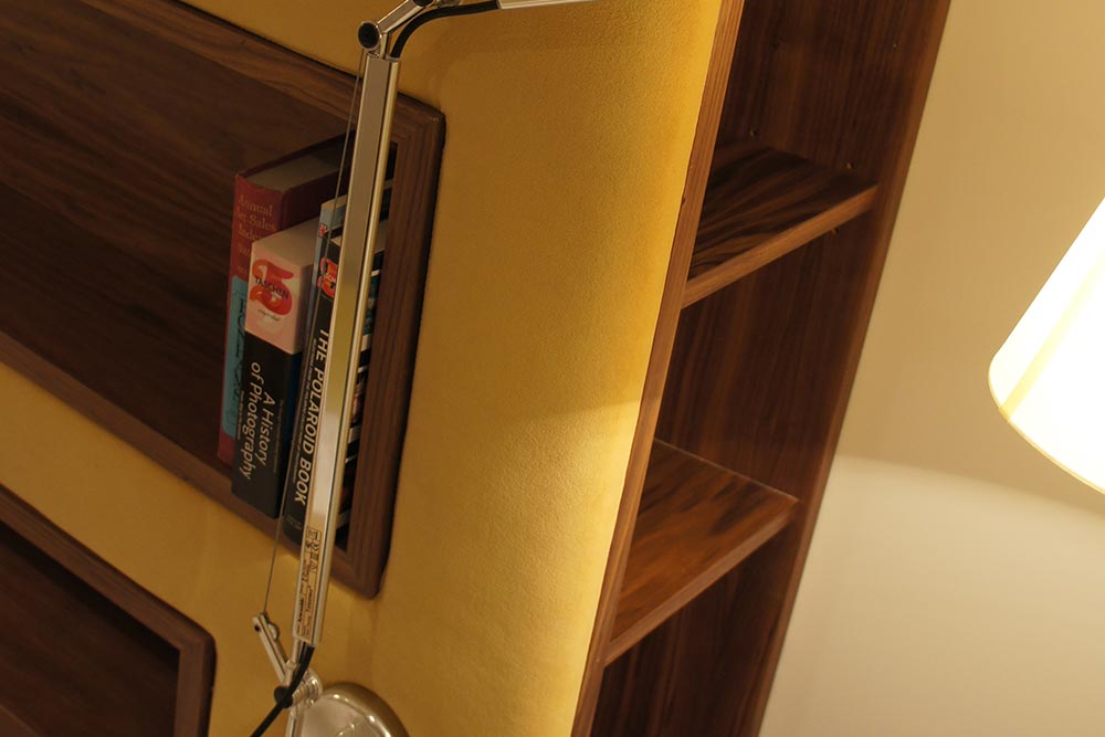 Upholstered Headboard With Bookshelf